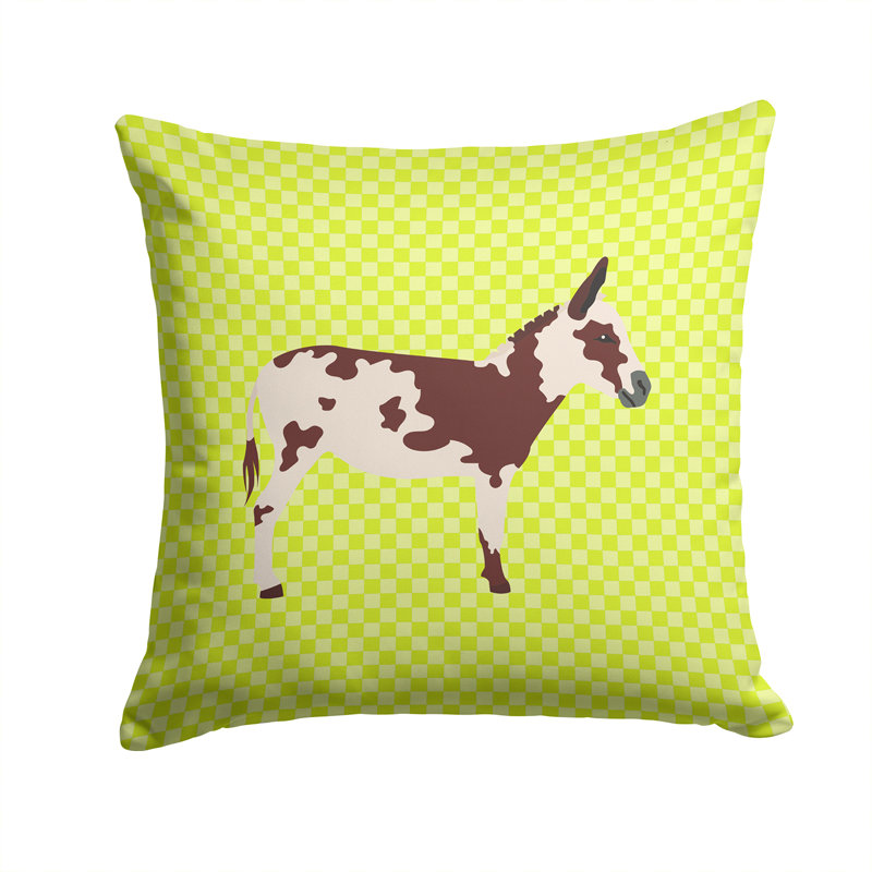 Spotted Donkey Check Outdoor Throw Pillow, Green, 14" x 14"