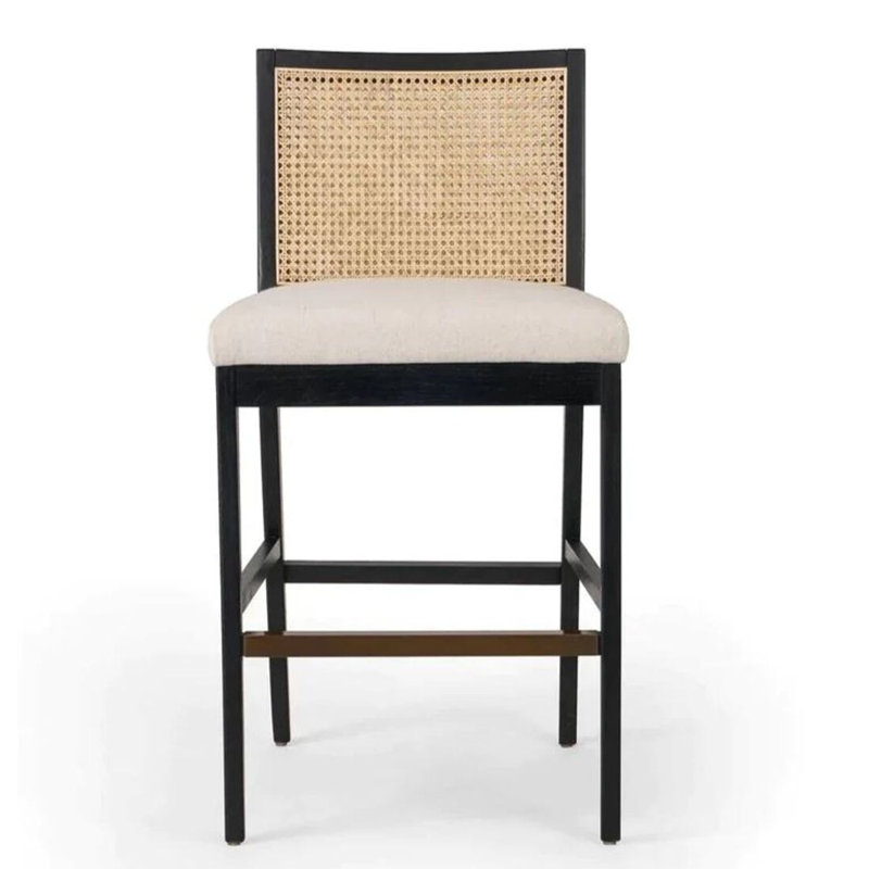 Upholstered Counter Stool with Solid Wood Frame