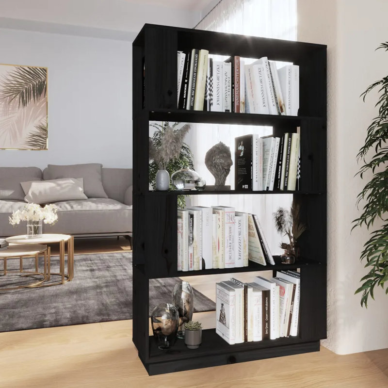Irazema 132cm H x 80cm W Standard Bookcase, Black