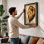 Noble Lion Rustic - Framed Print-526004573-526004561