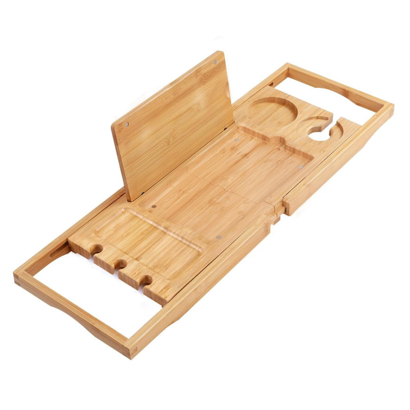 Plateau de baignoire en bambou 24,5 pouces, table de rangement pour baignoire réglable