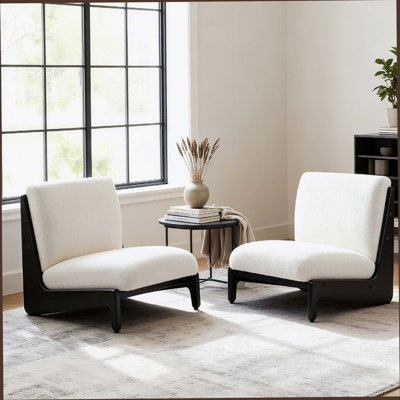 Scott Living Moda Accent Chair White With Black Solid Wood Frame, Set Of 2