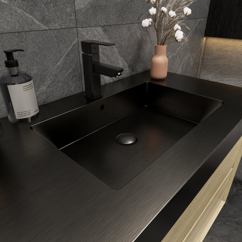 Golitz 35.5'' Single Bathroom Vanity with Stainless Steel Top, Teak