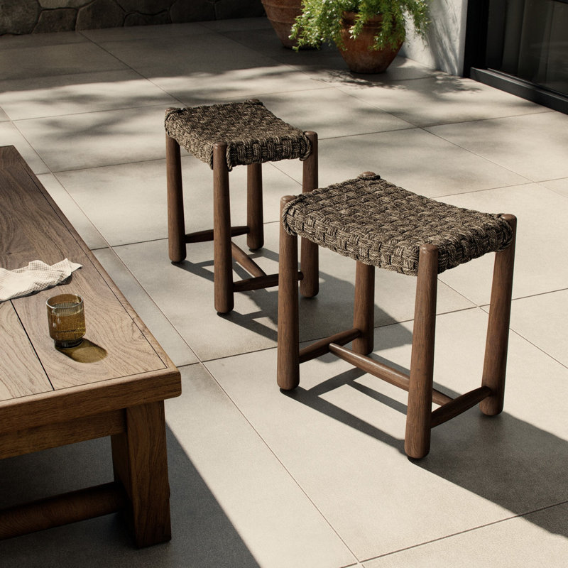 Savio Outdoor Stool, Dark Textured Woven