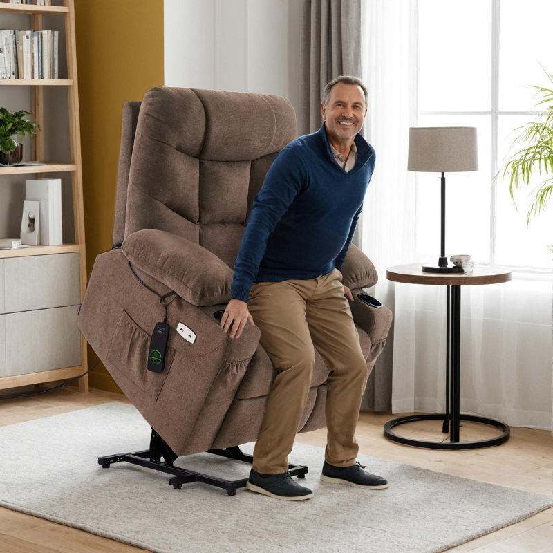 85.1cm Wide Lift Assist Standard Recliner, Brown 