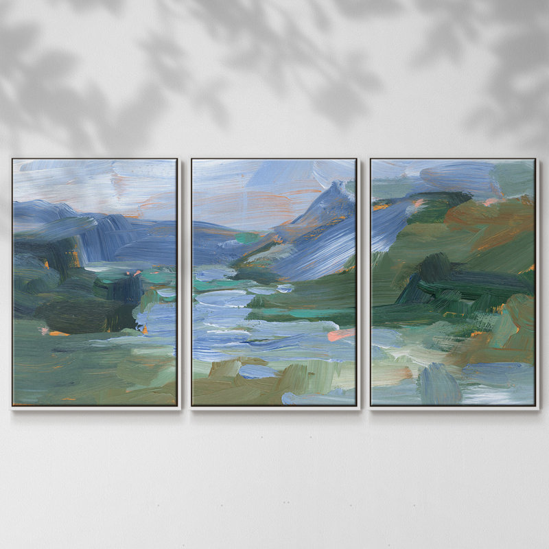 Painter's Composition Study VI, reproduction d'art encadrée sur toile 3 pièces, H 40 po x l 78 po x P 2 po, Blanc
