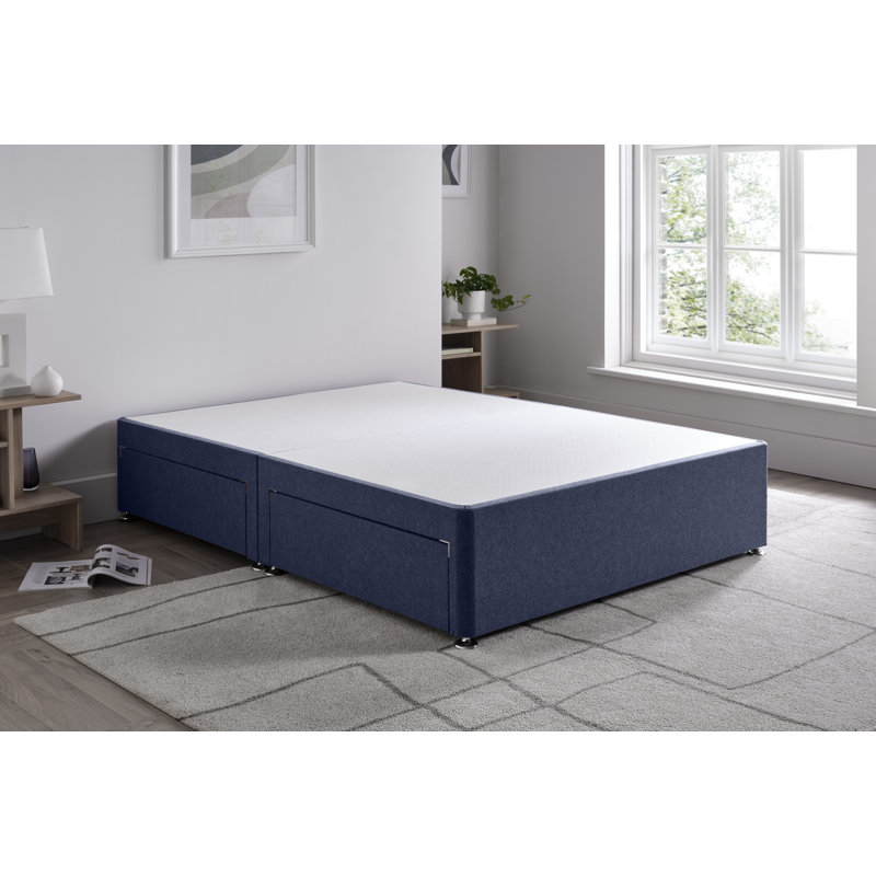 Wool Divan Bed Base, Single (3'), Sapphire, No Drawers