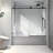 6076 Matte Black Shower Door, One Fixed & Shiftable, 70Mm 304 Stainless Steel Pulley, , Nano Cleaning, Tempered Glass For Bathroom Use Door 6076, Pulleys, Function, Clean, Glass, Appealing Addition-124961290