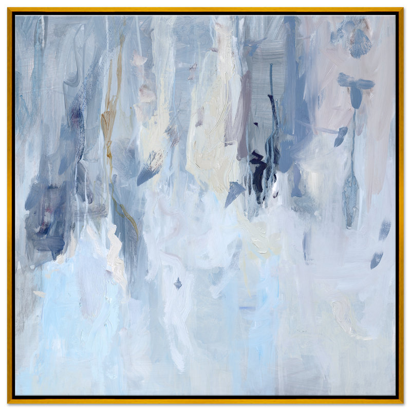 «Run Water» - Peinture à cadre flottant, Noir / doré
