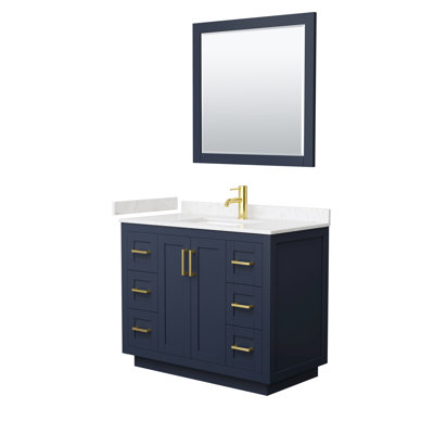 Miranda 42" Freestanding Single Bathroom Vanity with Cultured Marble Top with 34" Mirror