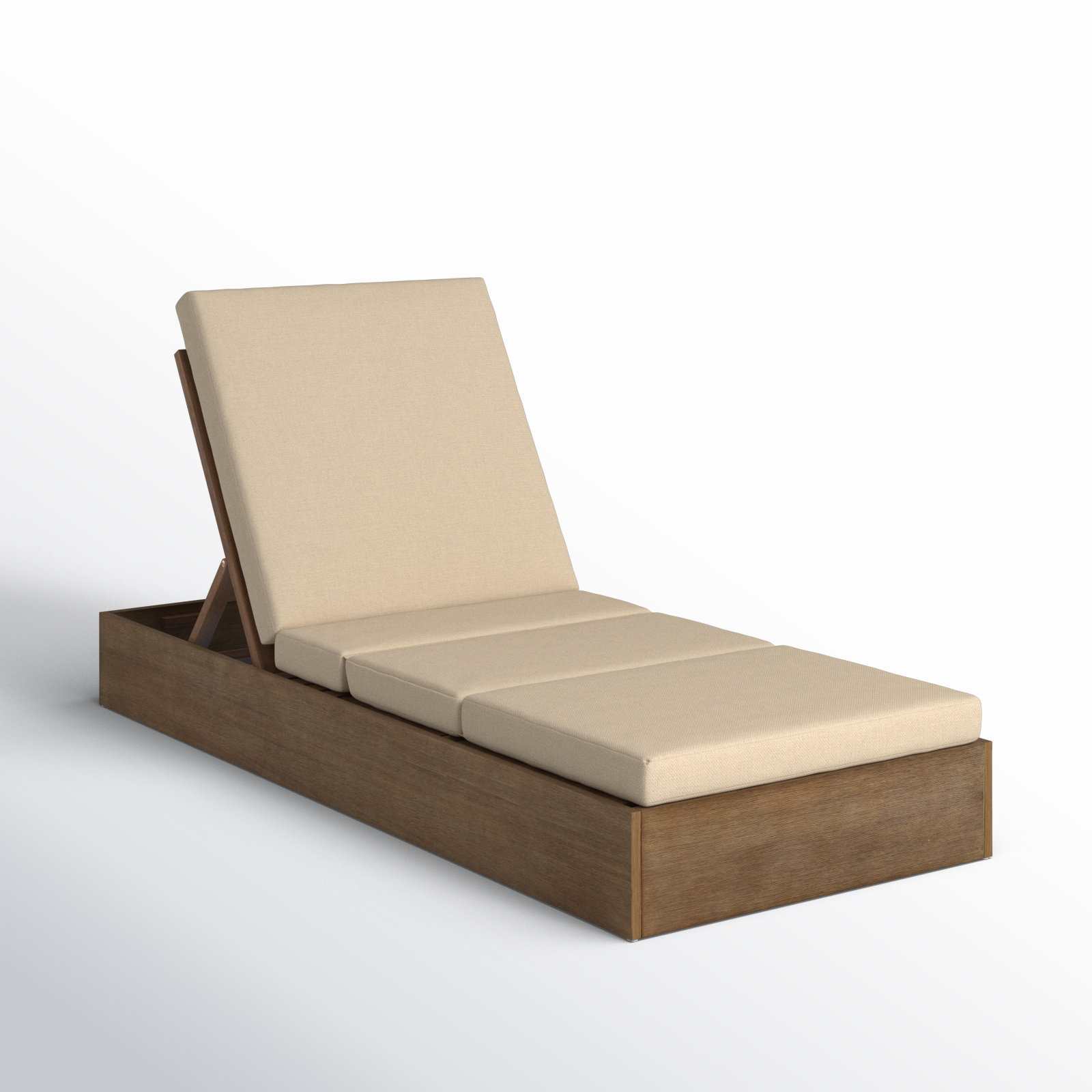 Fatima Wood Chaise Lounge Chair , Tan