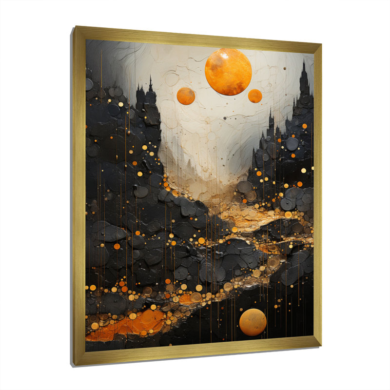 Art mural sur toile Asteroids, H 40 po x l 30 po x P 1,5 po, Encadrement doré