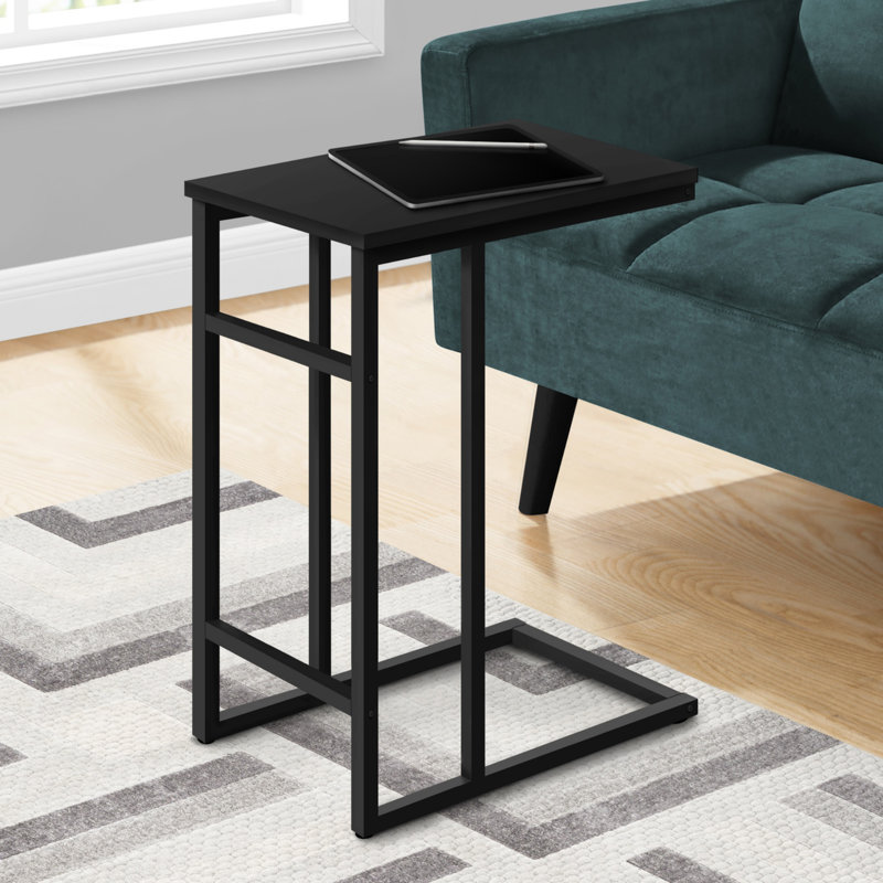 Table d'appoint, en forme de C, bout, côté, collation, salon, chambre à coucher, stratifié, métal, Noir