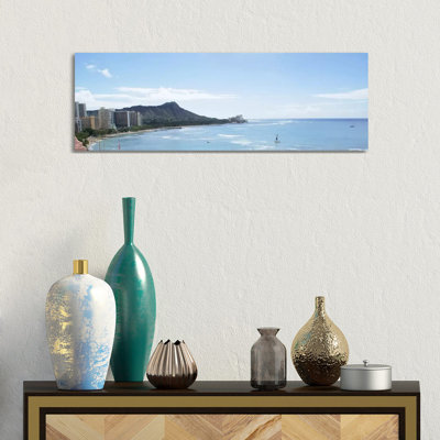 Honolulu Panoramic Skyline Cityscape - Wrapped Canvas Panoramic Print