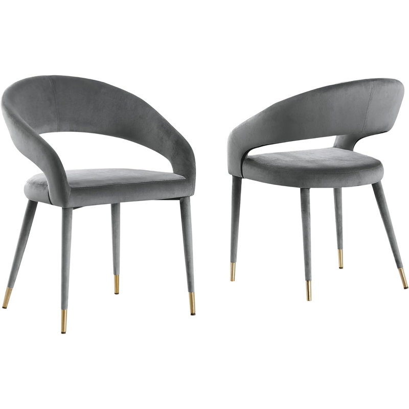 Chaises d'appoint de salle à manger rembourrées en velours de 19 po Farview , Velours bleu marine