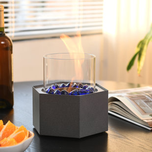 6.7" Metal Hexagon Bio Ethanol Tabletop Fire Pit