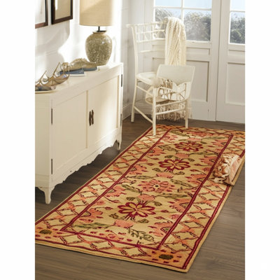 Tapis transitionnel beige en laine noué à la main Wilmslow