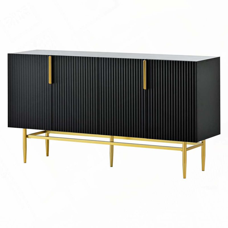 Armoire de rangement 4 portes, Noir