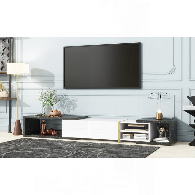 Meuble télé polyvalent et élégant pour une installation de divertissement moderne, Blanc/Noir