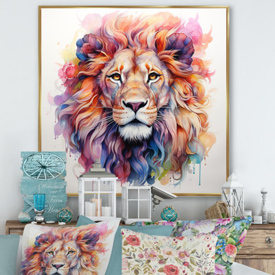Portrait de lion royal coloré - Art mural lion