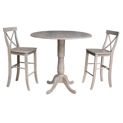 Danyela Bar Height Drop Leaf Solid Wood Dining Set