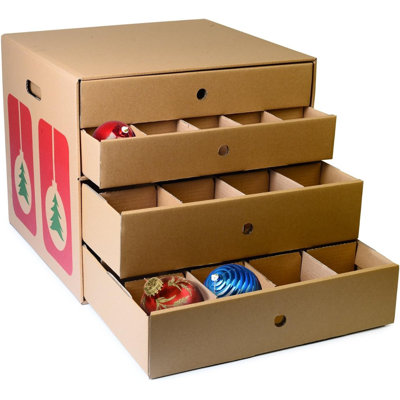 La boîte de rangement de décoration de Noël Holiday Aisle®, peut contenir jusqu'à 82 ornements