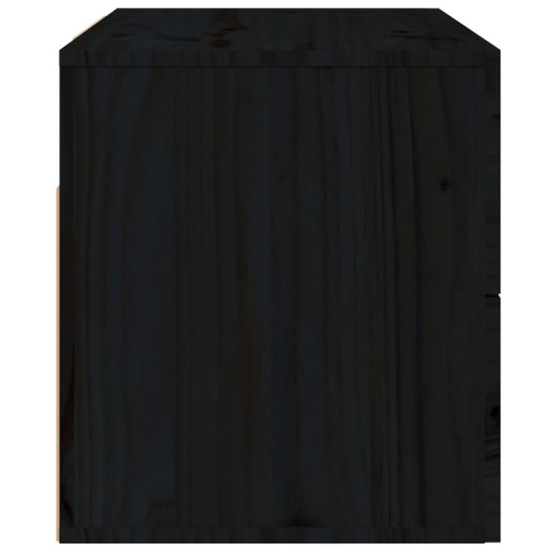 Uckfield 50cm W Solid Wood Bedside Table, Black