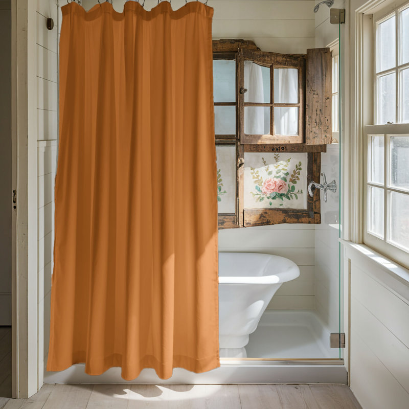 Rideau de douche Sienna Lattice - Premium, H 74 po x l 71 po, Orange brûlé et floraison douce
