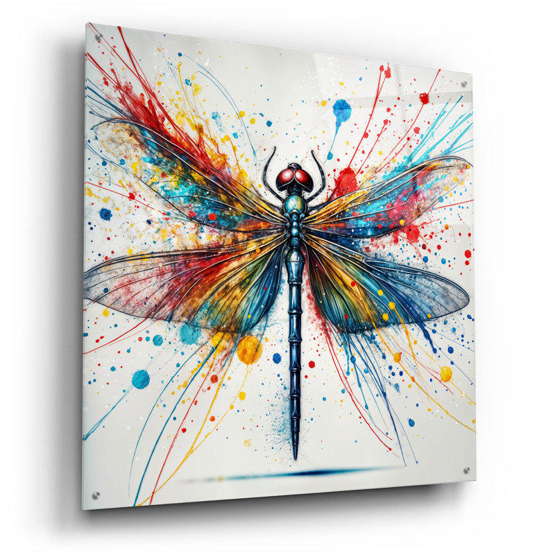 «Dragonfly» par Rey Klimt, art mural en verre acrylique, H 36 po x l 36 po
