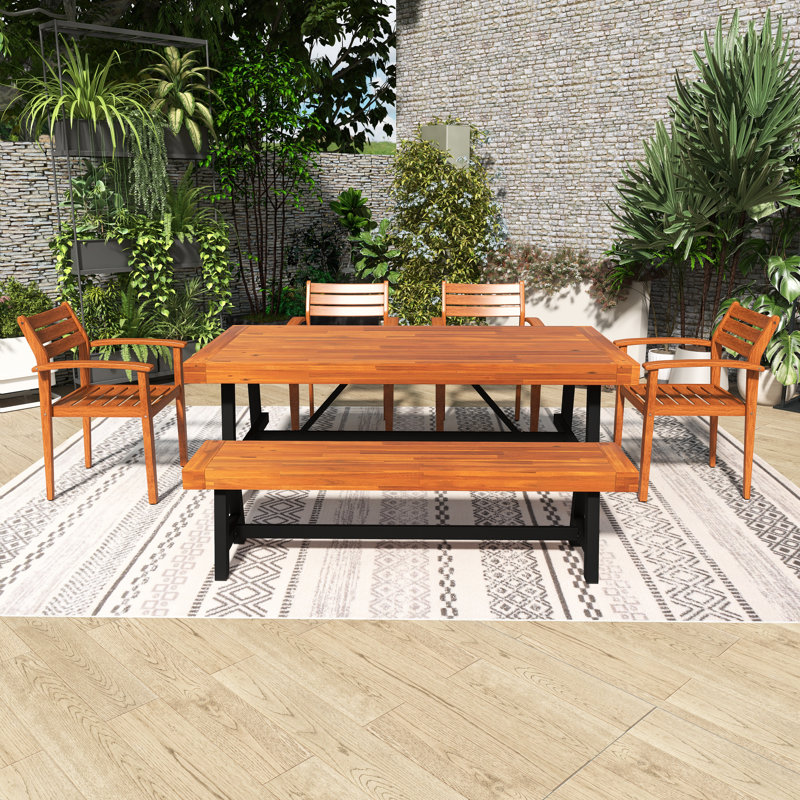 7-Piece Rectangular Outdoor Patio Dining Set With Cushions