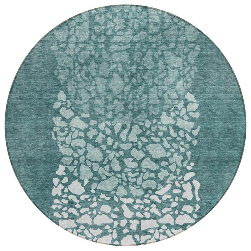 Abstract Machine Woven Polyester Indoor / Outdoor Area Rug, Round 8'