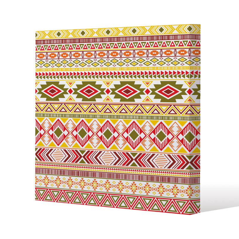 Aztec American Indian Pattern Slim Style Canvas Print, 30 cm H x 30 cm W