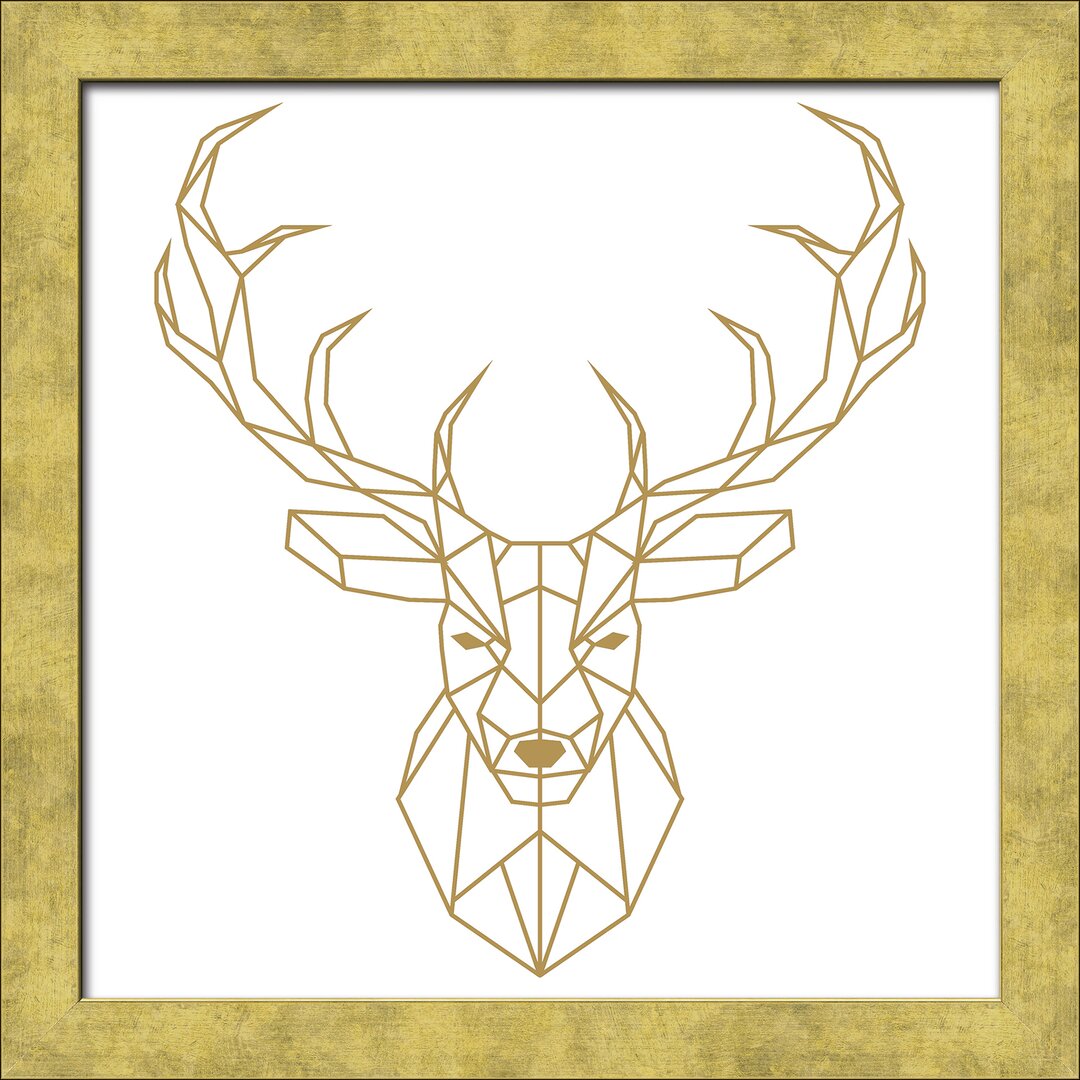 Gerahmtes Poster Golden Polygon Deer