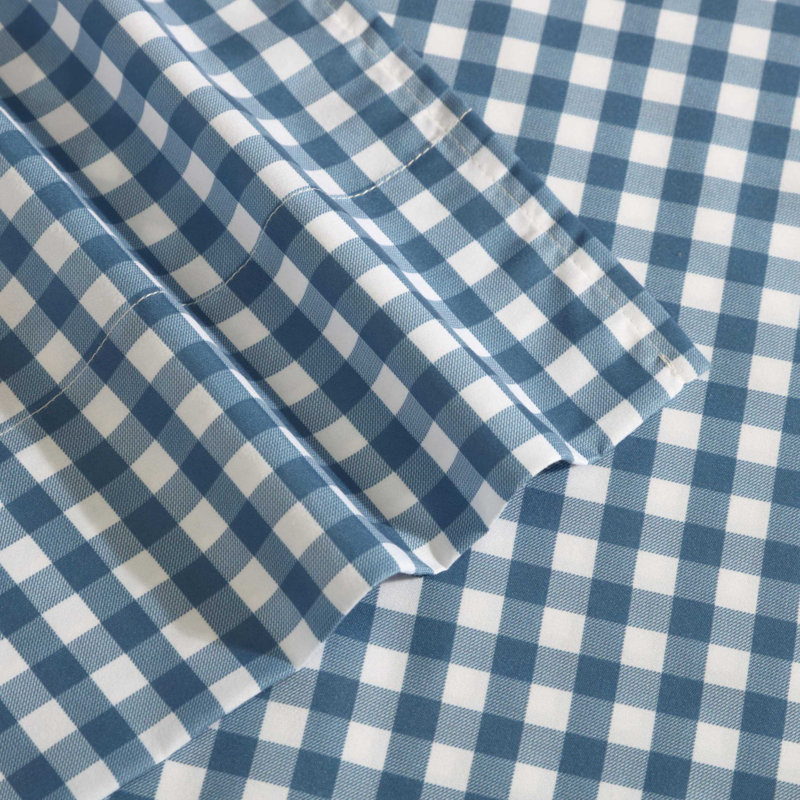 Eddie Bauer Kids Sheet Sets, Queen Sheet Set with 2 Standard Pillowcases, Preston Check Blue