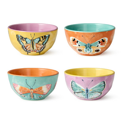 Butterflies Set of 4 Ice Cream Bowls 5.25" x 3"