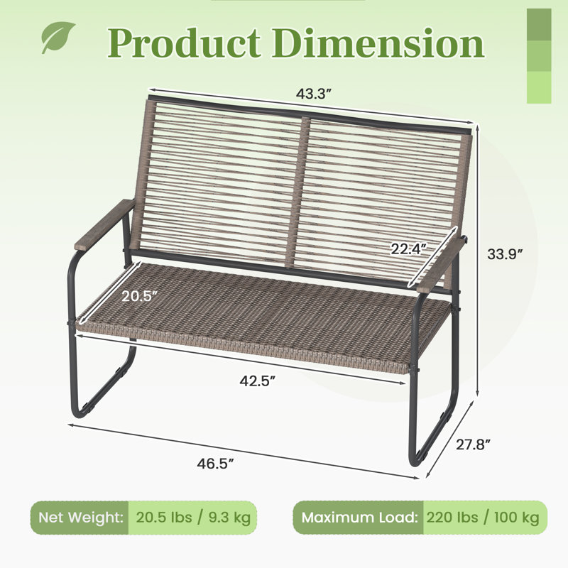 Patio Table And Chairs With Rectangular Sidetable Chairs And Bench For Garden Backyard, 2 Pieces: Table, Bench