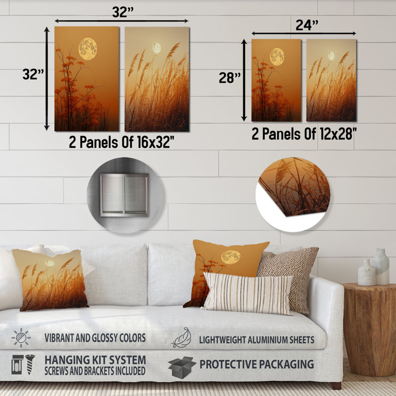 Ensemble de 3 reproductions d'art mural lune sur lune, H 28 po x l 24 po