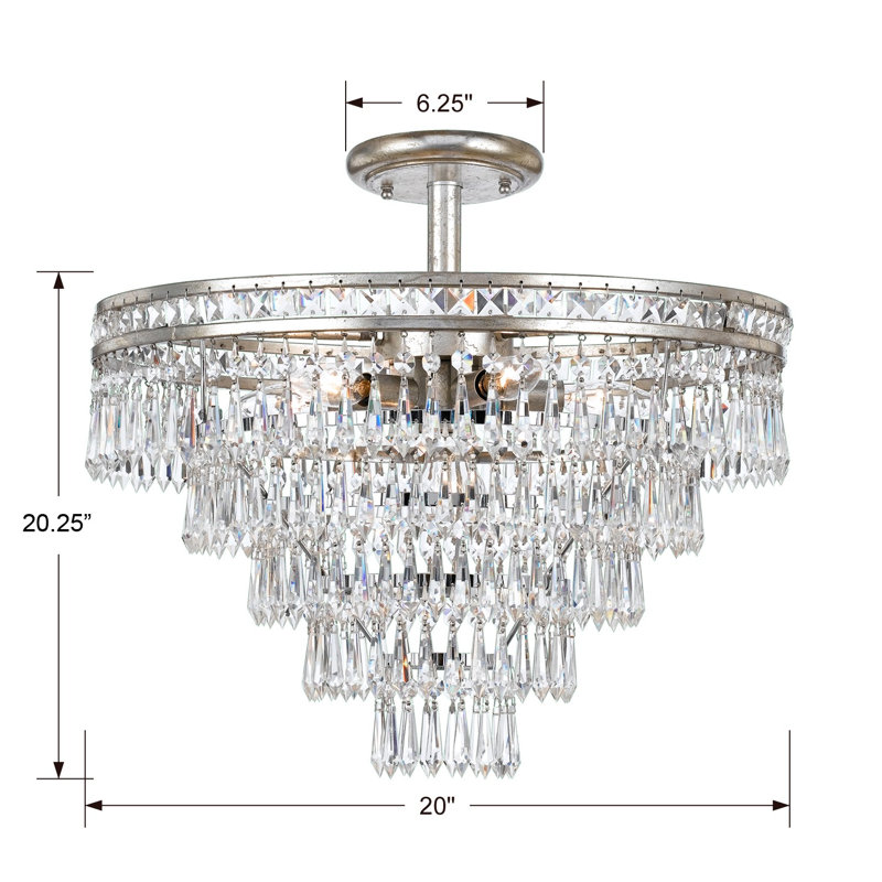 Dapo 7 - Light 20" Semi Flush Mount, Olde Silver