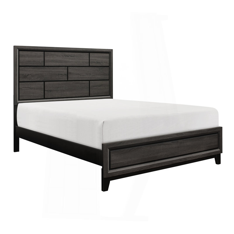 Mobilier de chambre à coucher contemporain de style moderne avec ligne grise et grand lit 1pc