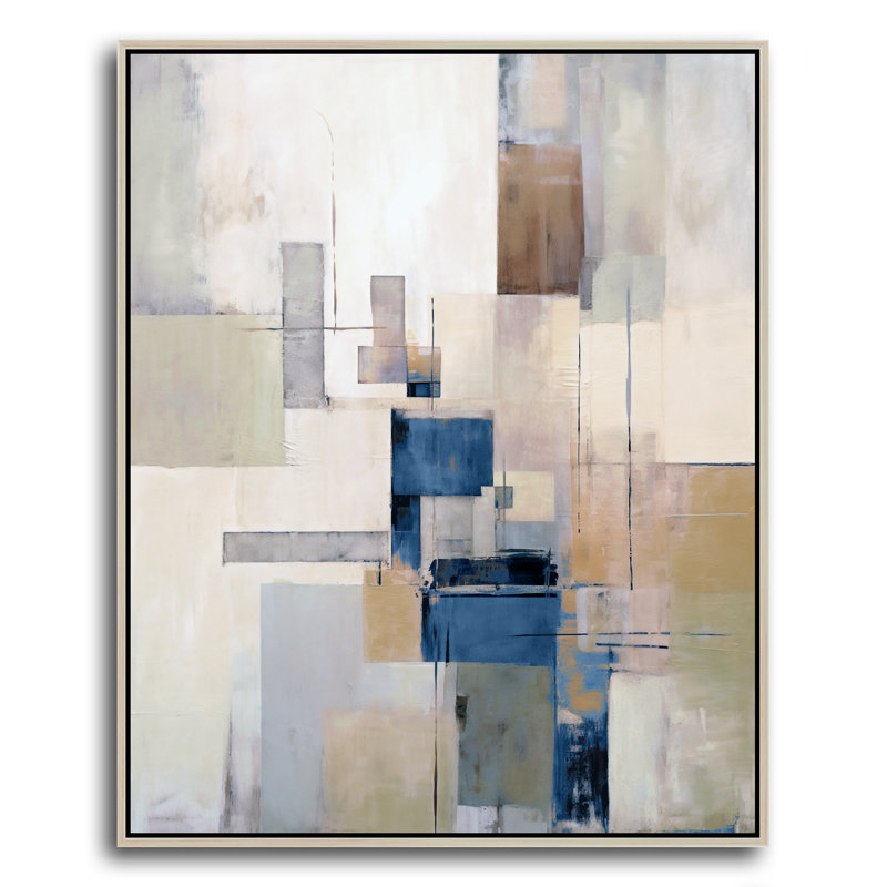 Ondulation avec cadre en bouleau, Cadre flottant, Beige