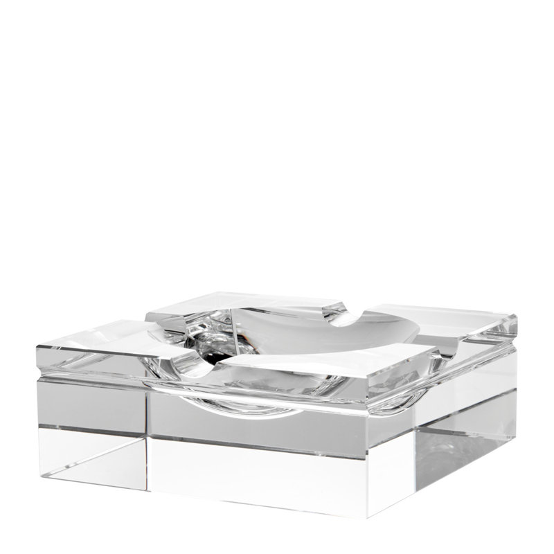 Elegant Clear Crystal Glass Square Ashtray