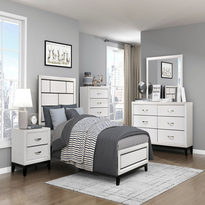 Commode de rangement moderne et contemporaine avec 5 tiroirs et 1 chambre à coucher en bois