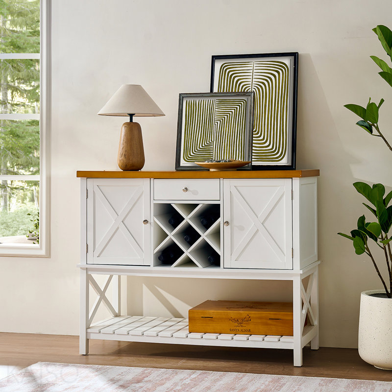 Console de bar avec armoire à 2 portes et 1 tiroir, bar à café, porte-bouteilles, table d'entrée avec tablette de rangement, buffet de tables de buffet