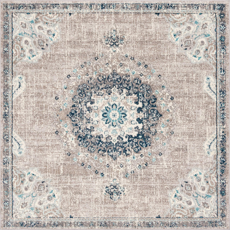 Galyean Oriental Area Rug, Square 8', Gray