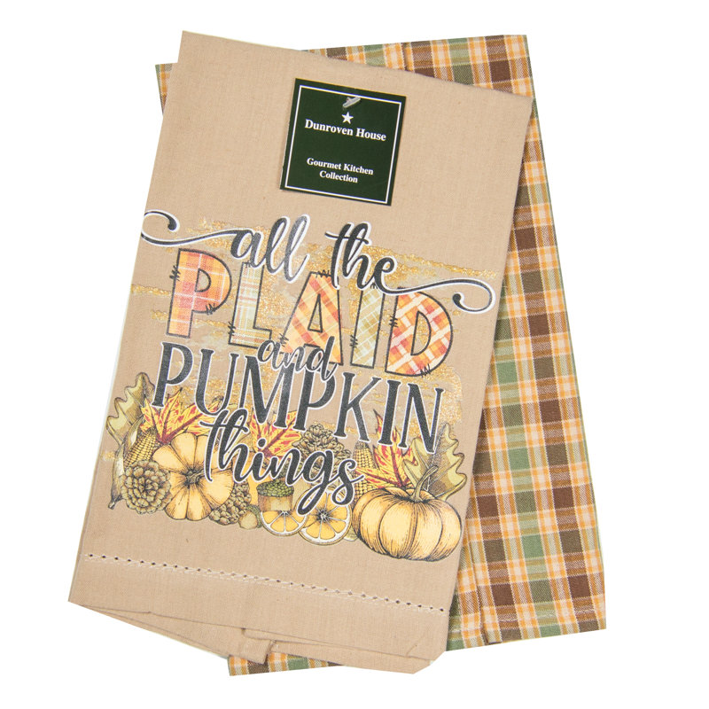 Plaid and Pumpkins Two Tea Towel Set