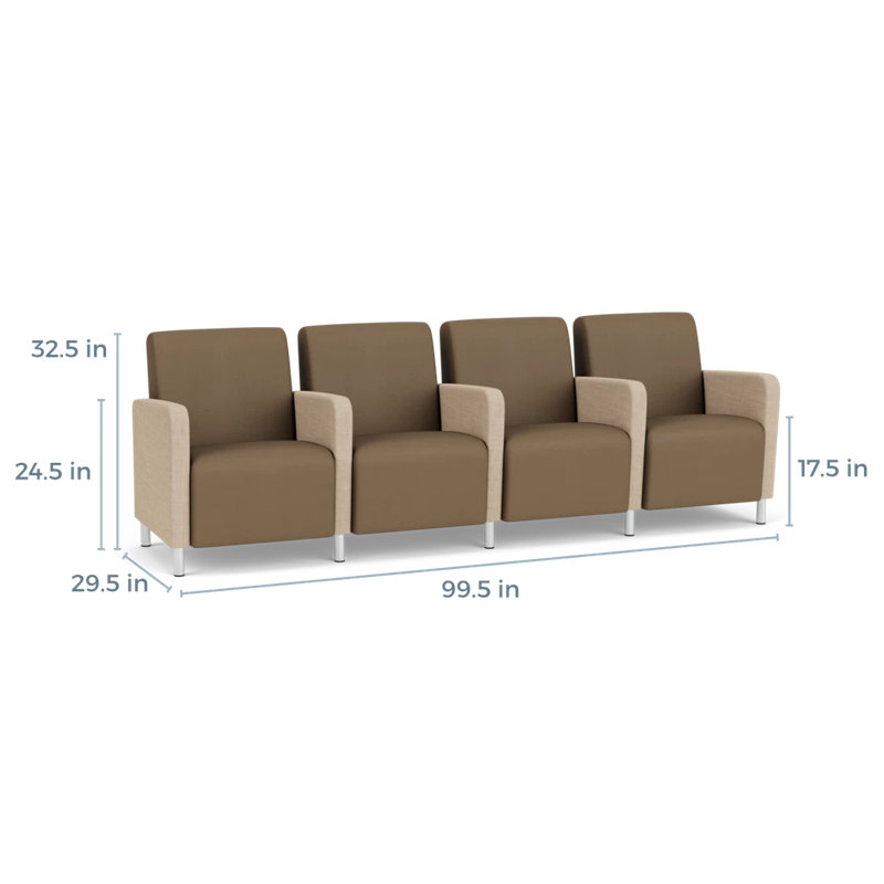 Sièges tandem 4 places Ravenna, Acier brossé, Chambray calcaire / Patriot Plus taupe