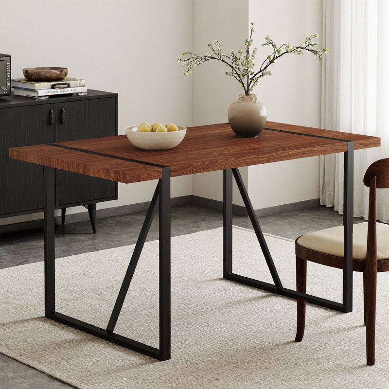Bureau de direction avec cadre en métal noir Modern Minimalist, Noyer foncé