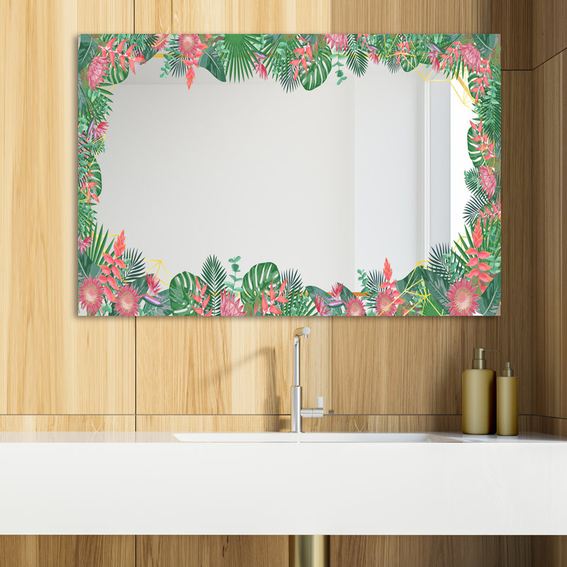 Miroir de salle de bain, H 29,5 po x l 39,4 po, Efflorescent bord de mer