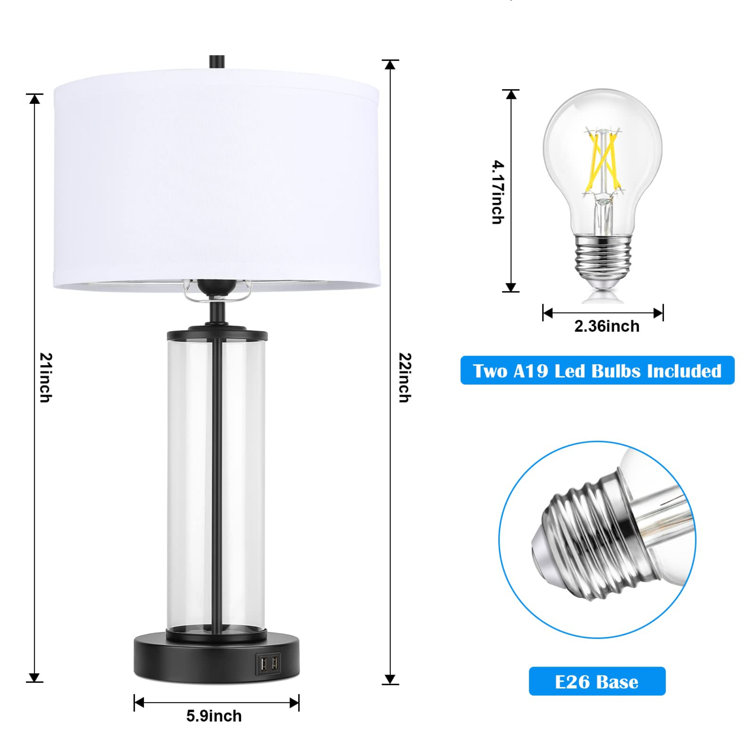 Harmincourt Metal USB Table Lamp (Set of 2) 17 Stories