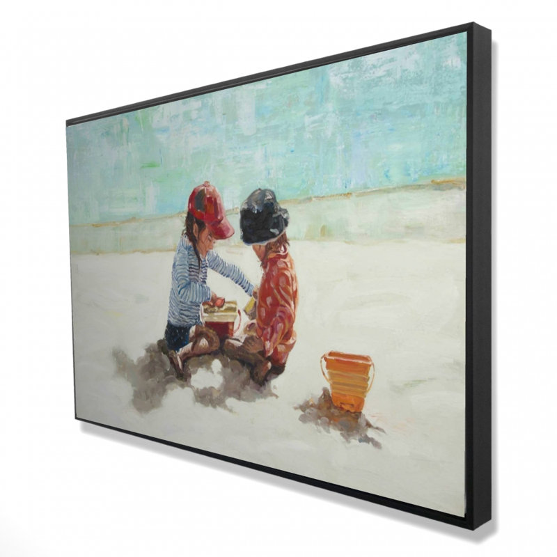 «Little Girls At The Beach» sur toile, H 24 po x l 36 po